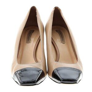 Womens  Fabio Rusconi Tan Black Leather Toe Cap Heels Sz EUR 39.5 US 8.5 Med